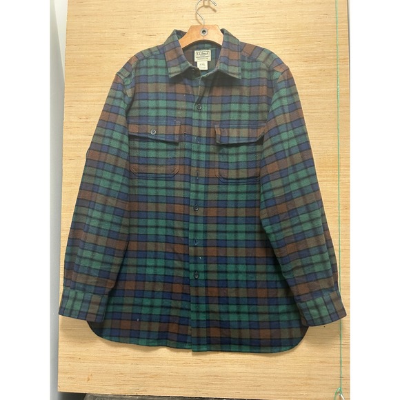 LL Bean Other - LL Bean Mens Flannel Shirt Medium Traditional Fit Green Blue Brown Plaid
